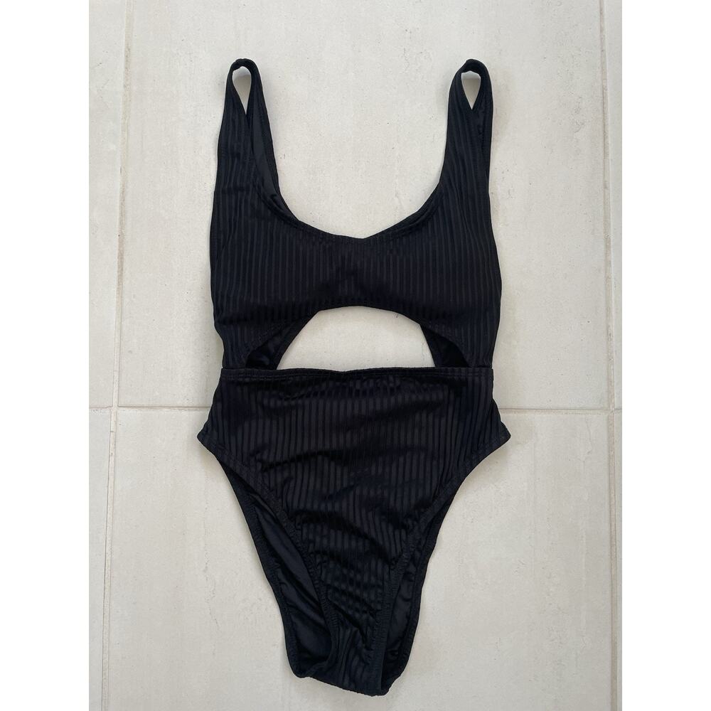 BCBGeneration Swim Women S One Piece Swimsuit Cut Out Ribbed Beach Summer Black